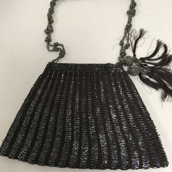 Chan Luu INDIA beaded brown black evening bag - Picture 5 of 6